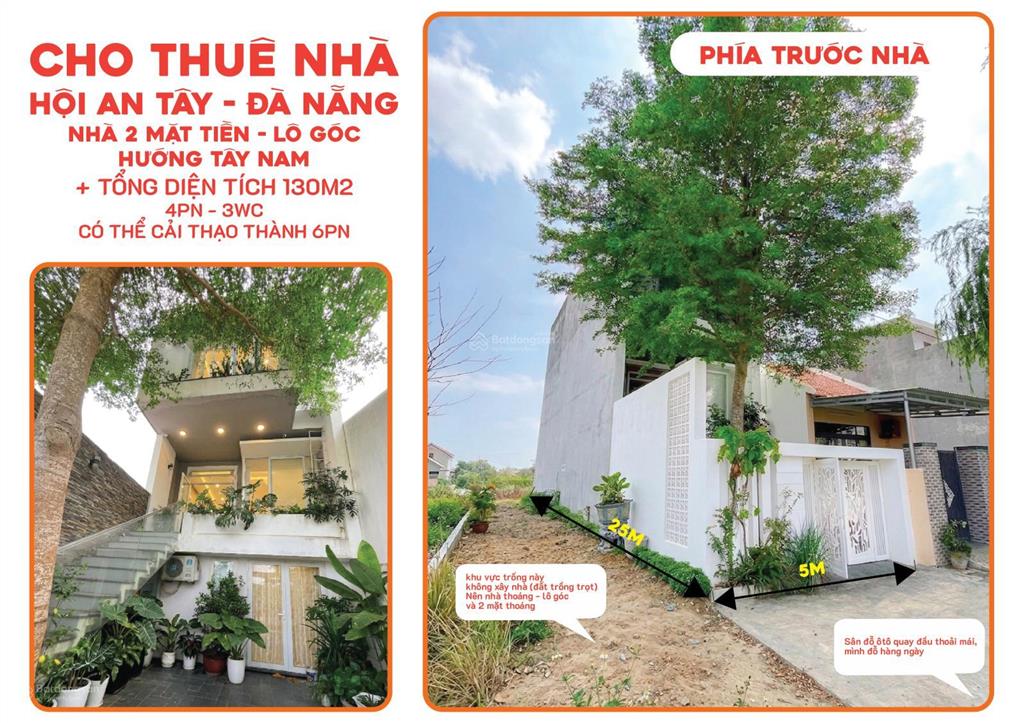 Cho thuê nr 5pn, 3wc, 130m2 tại hội an tây, đà nẵng, 19 triệu vnd