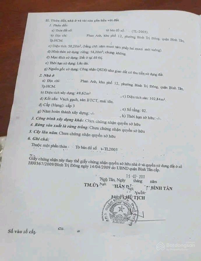 Chủ nhà cần thanh lý nhà phố bình tân 1 trệt 1 lầu 980tr, hẻm xe hơi, pháp lý đầy đủ minh bạch