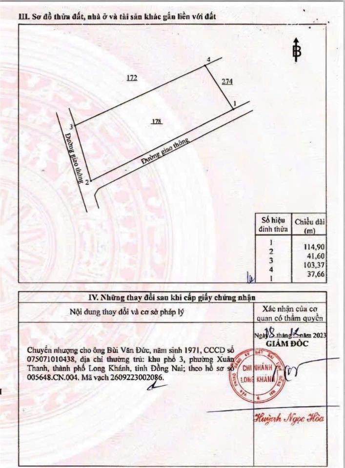 Nhà vườn hai mặt tiền nhựa gần trung tâm long khánh  4652m2  có sẵn 300m2 thổ cư !