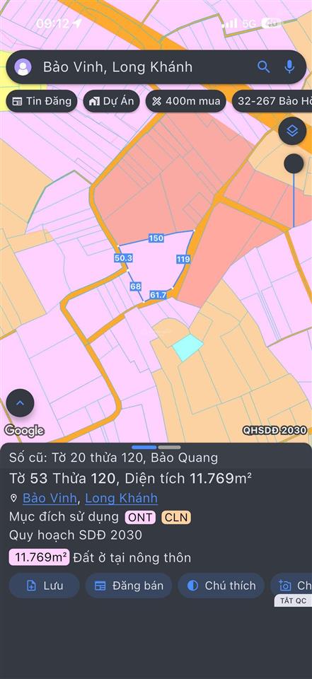 Bán gấp 1.2ha đất thổ cư  230m mặt tiền đường xe hơi