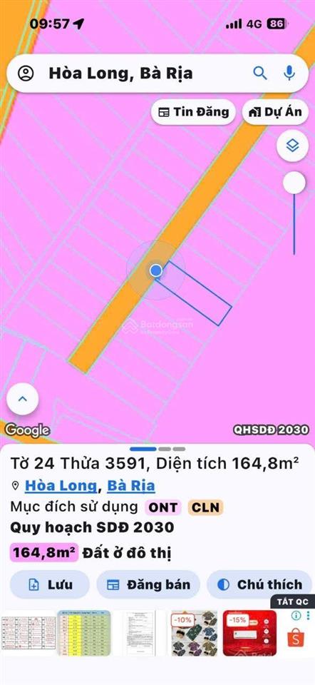 Bán nhanh miếng đất thổ cư mặt tiền đường nhựa tại xã hòa long  tp. bà rịa