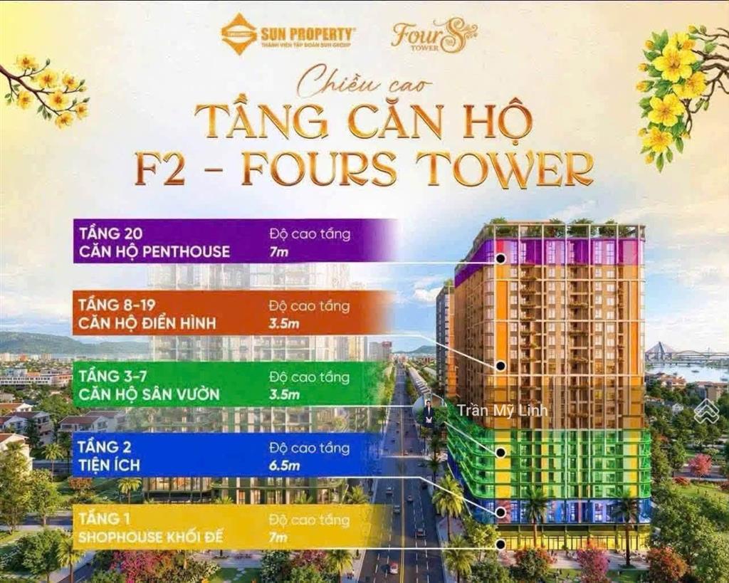 Ngoại giao căn hộ fours tower  chỉ 2.4 tỷ căn 2pn  61m2,  0905 956 ***