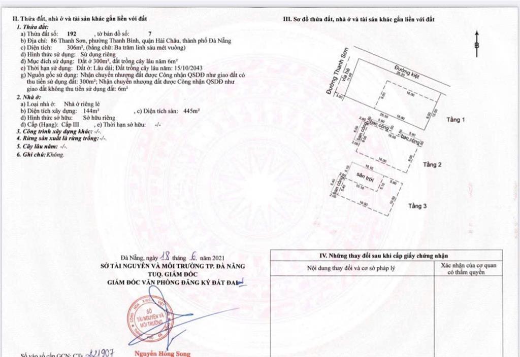Bán biệt thự 3 tầng trung tâm hải châu, 306m2, gọi huy phan
