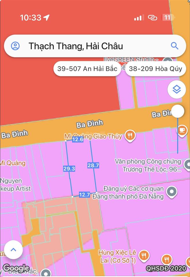 Chào bán lô đất trung tâm rộng 369,5 m2 đường ba đình  hải châu  đà nẵng gọi huy phan