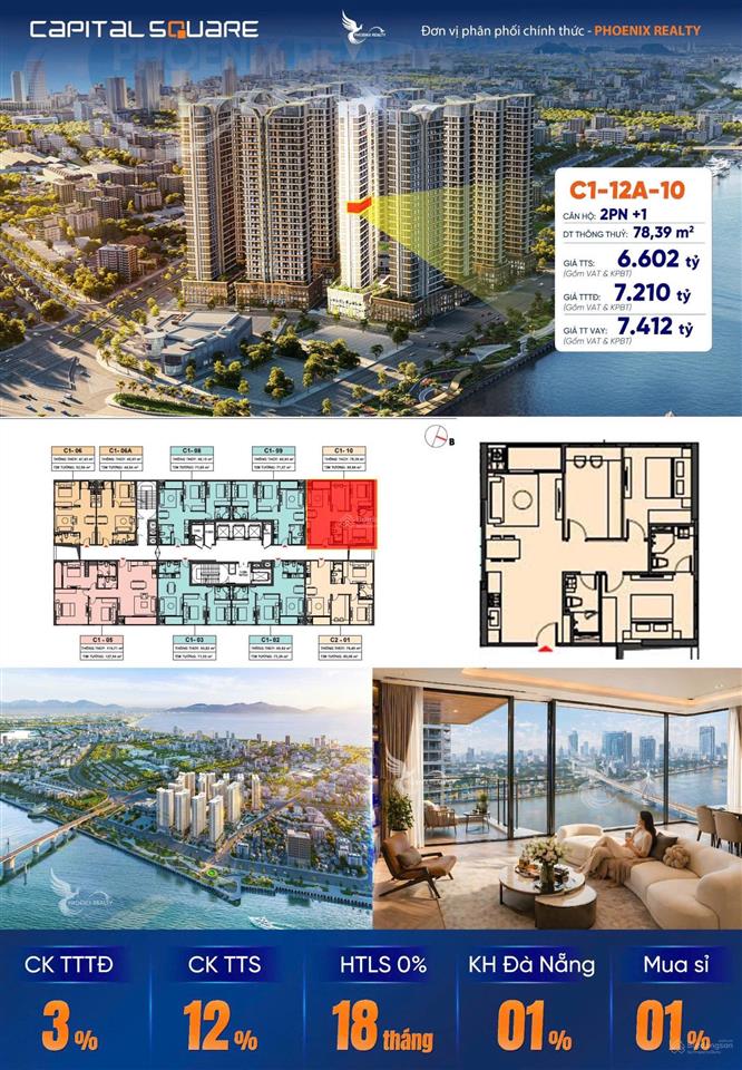 Căn 2pn + 1 trục góc giá tốt tại trung tâm đà nẵng, có chiết khấu ẩn