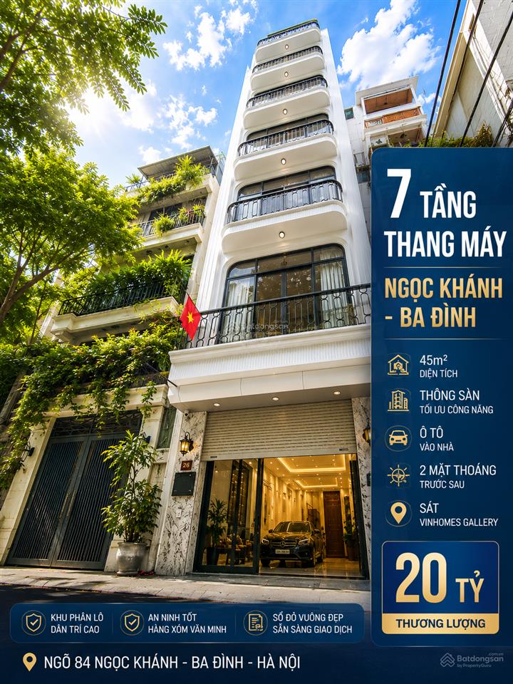 Cần bán nhà phố ngọc khánh  ba đình .dt 45m2  mt 4,5m .nhà mới, thang máy , ô tô vào nhà, gần phố