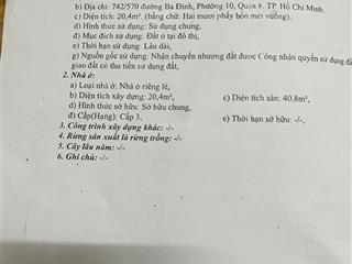 Cần bán nhà chính chủ ở ba đình, quận 8