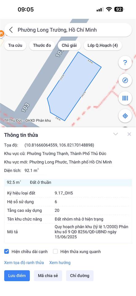 Bán lô góc 2 mặt tiền đường số 8 sát bên đông tăng long 92.2m2 giá chỉ 5.3 tỷ