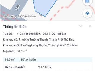 Bán lô góc 2 mặt tiền đường số 8 sát bên đông tăng long 92m2 giá chỉ 5.3 tỉ