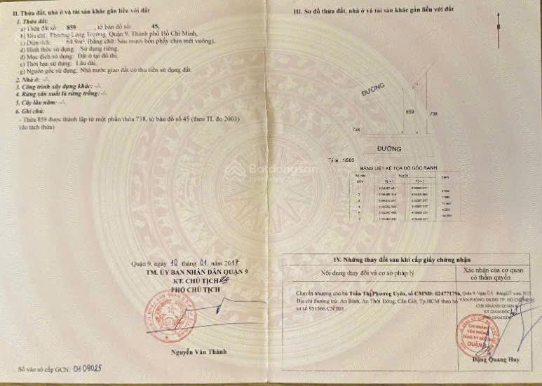 Bán đất nền đường số 1, long trường, quận 9, tp.hcm, giá ưu đãi 3,245 tỷ, 64,9 m2 cầu ông nhiêu