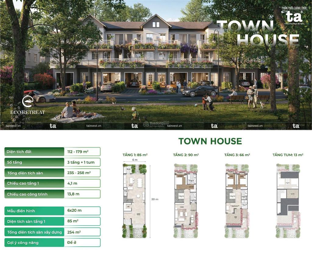 Chính chủ bán townhouse 134 m2 ecoretreat, mùa hạ, gần trường, khu thể thao, công viên, giá tốt