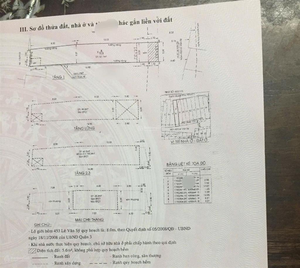 Bán nhà hẻm xe hơi 8m  quận 3 ngay lê văn sỹ  66m2  5 tầng  chỉ 8. x tỷ