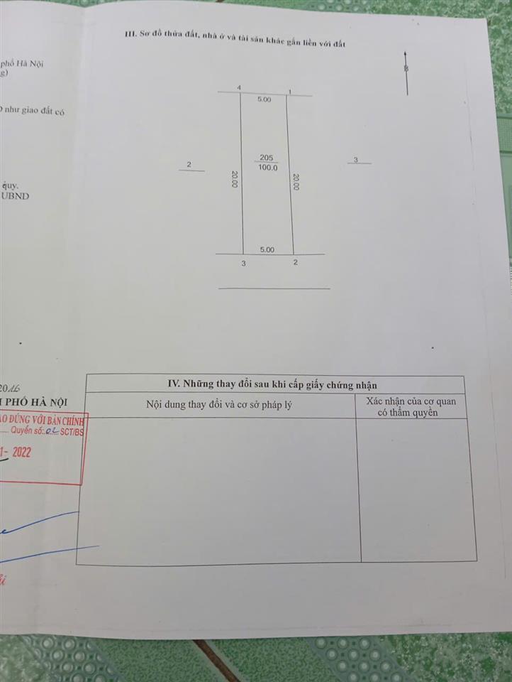 Đất thổ cư Cao Mật Hạ, Bình Minh, DT100m2, MT5m, 5tỷ Thanh Oai