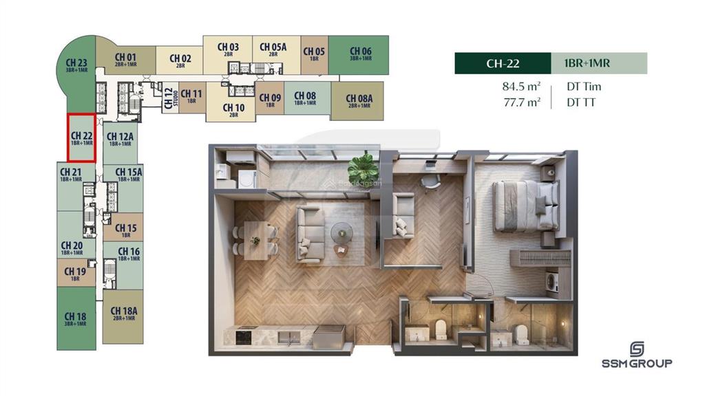 2 phòng ngủ thiết kế vuông vắn tại hanoi season garden chỉ 11,8 tỷ