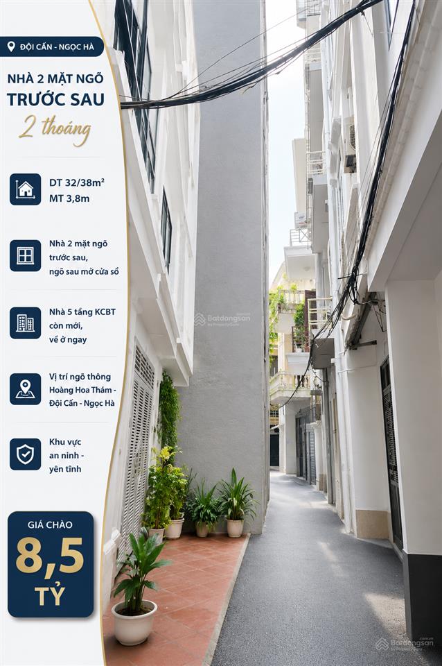 Bán nhà phố đội cấn dt 38m² x 5t kcbt. nhà mới ở ngay, 2 mặt ngõ trước sau, ngõ thông.
