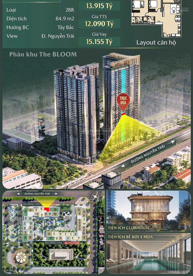 Bán căn hộ 2pn view nguyễn trãi đẹp giá tốt tại lumière hanoi seasons garden