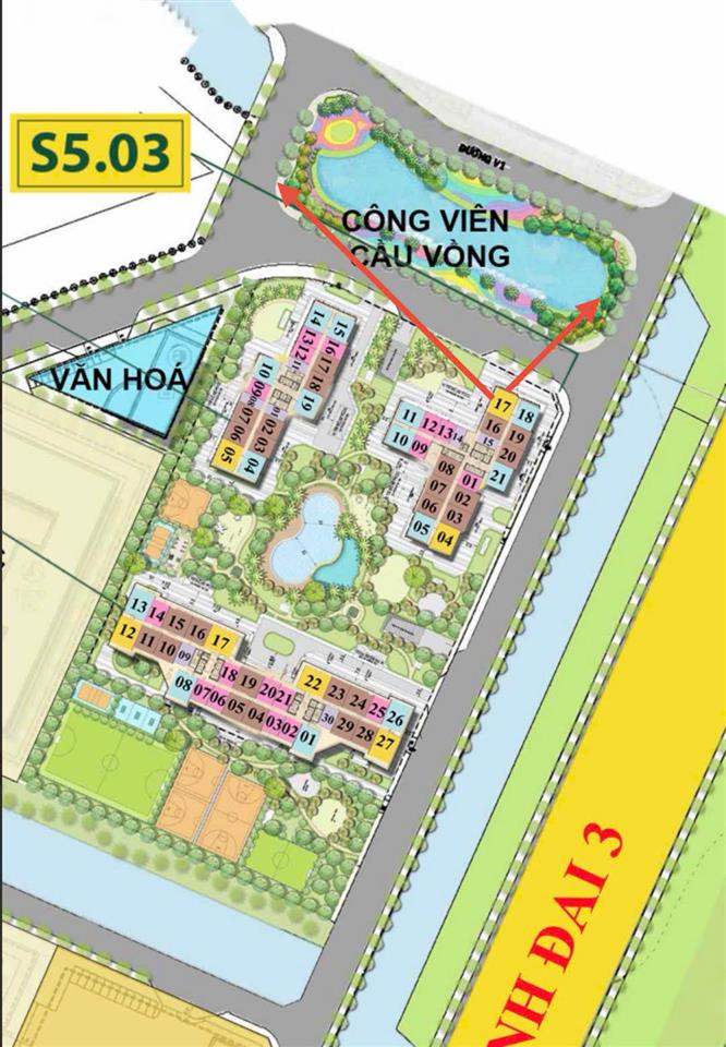Bán căn hộ 3pn, 2wc, 81m2, tòa s5.03, view trực diện cv cầu vồng, vinhomes grand park, chỉ 47tr/m2