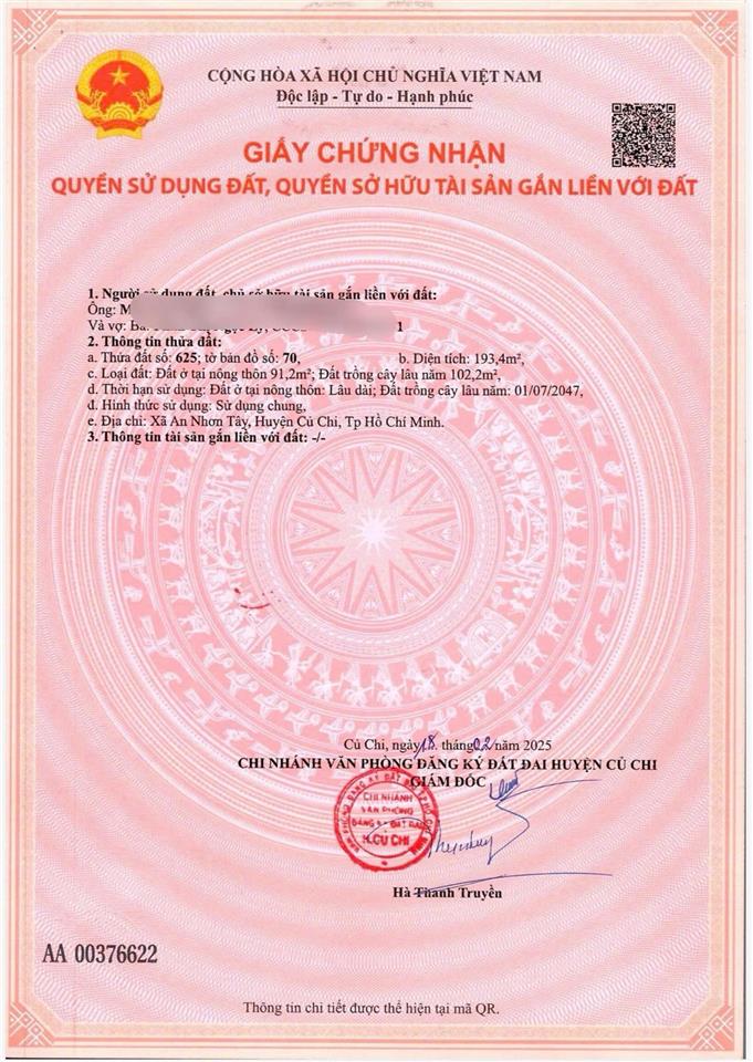 Thanh lý gấp lô đất 190m2 giá 1tỷ950 ngang 14m mặt tiền kinh doanh tỉnh lộ 7 sổ hồng riêng dân đông