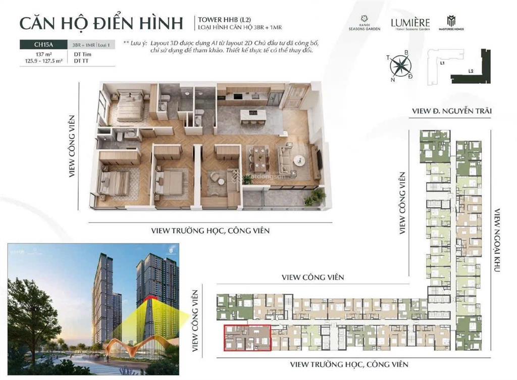 Hot! 3br + 1mr toà l2 trục 15a giá tham khảo tốt trong khu vực