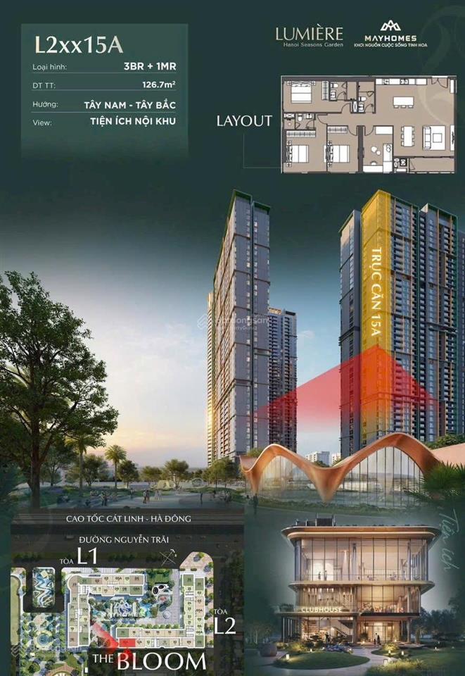 Hot! 3br + 1mr toà l2 trục 15a giá tham khảo tốt trong khu vực