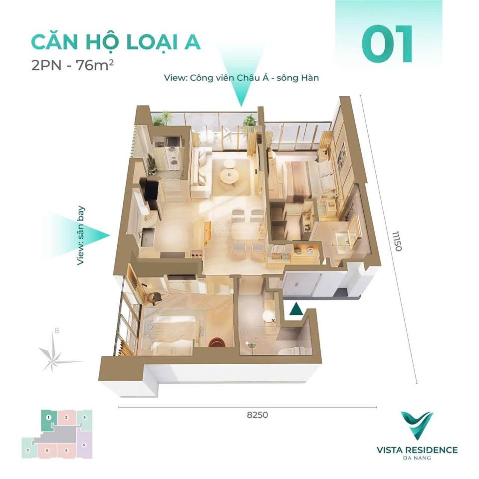 Duy nhất tại dự án vista residence hải châu, đà nẵng căn góc 2pn với giá bán siêu hấp hót