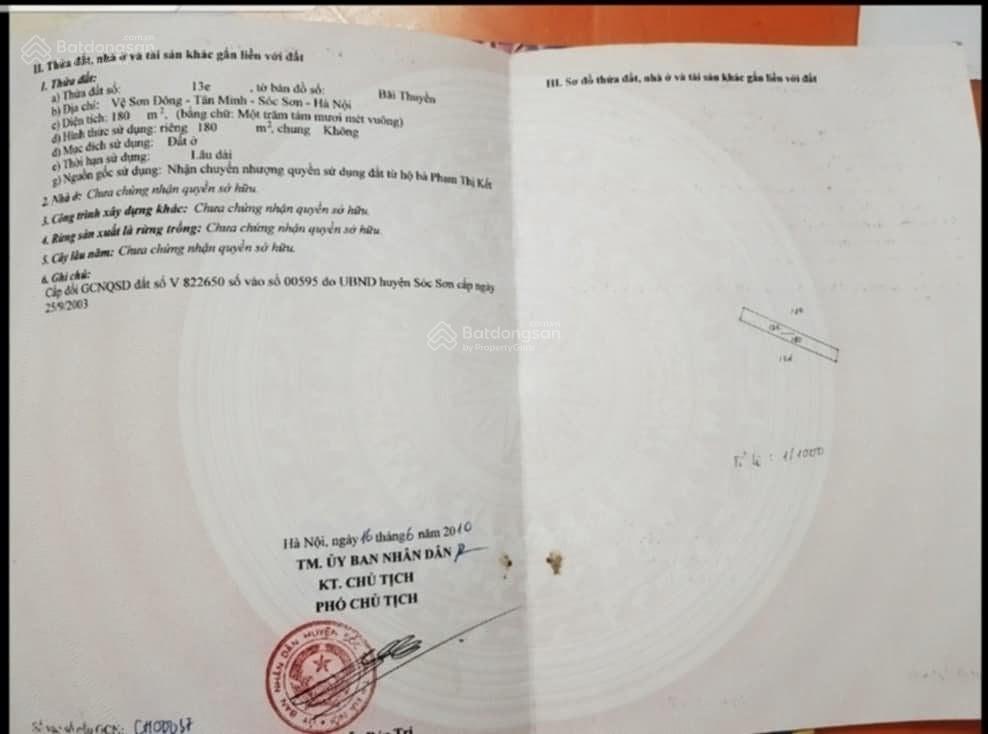 Bán đất vệ sơn đông  tân minh  sóc sơn