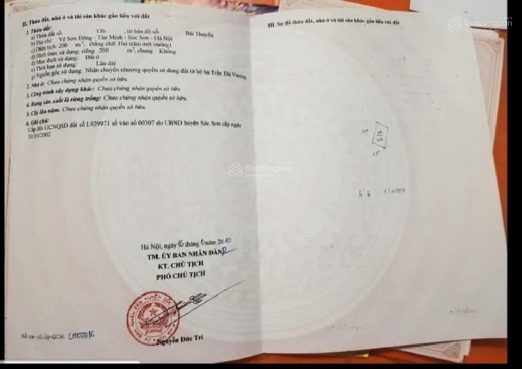 Bán đất vệ sơn đông  tân minh  sóc sơn