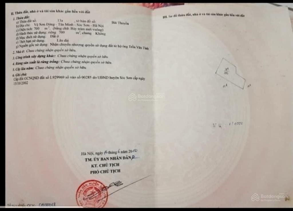 Bán đất vệ sơn đông  tân minh  sóc sơn
