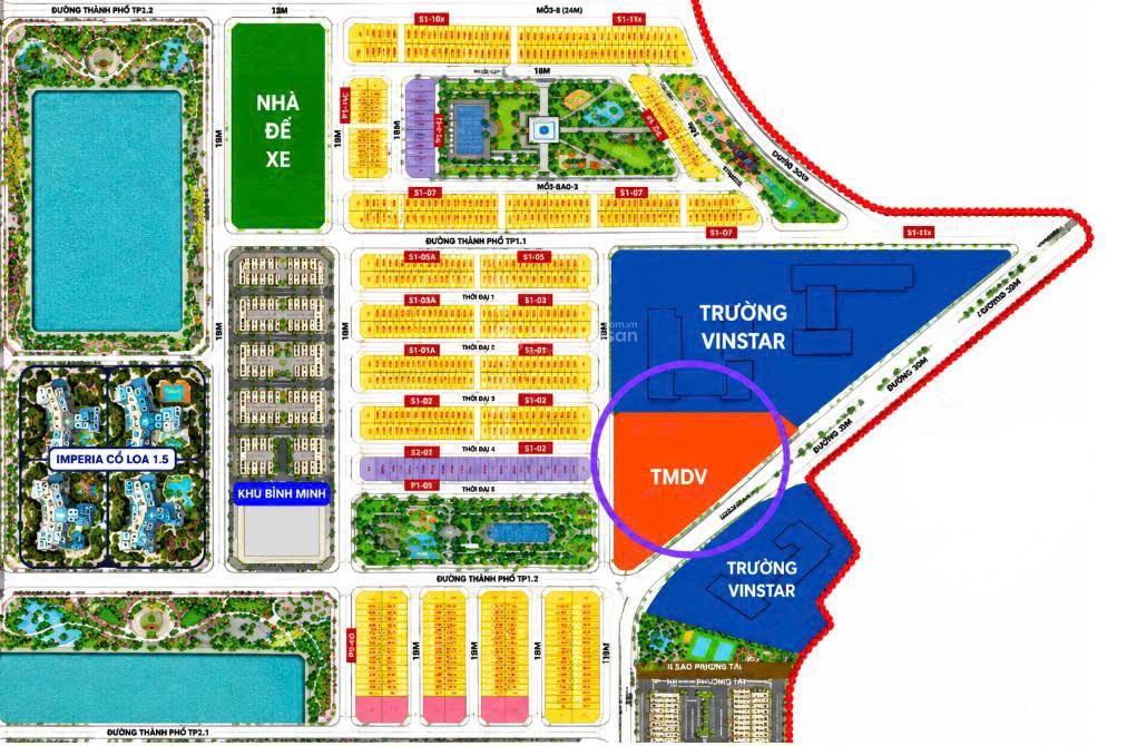 Căn 95m2 mt 6m 6 tầng, cạnh trường vinstar, tòa 25 tầng tại vin cổ loa, giá 14 tỷ, htls 0%/60 tháng