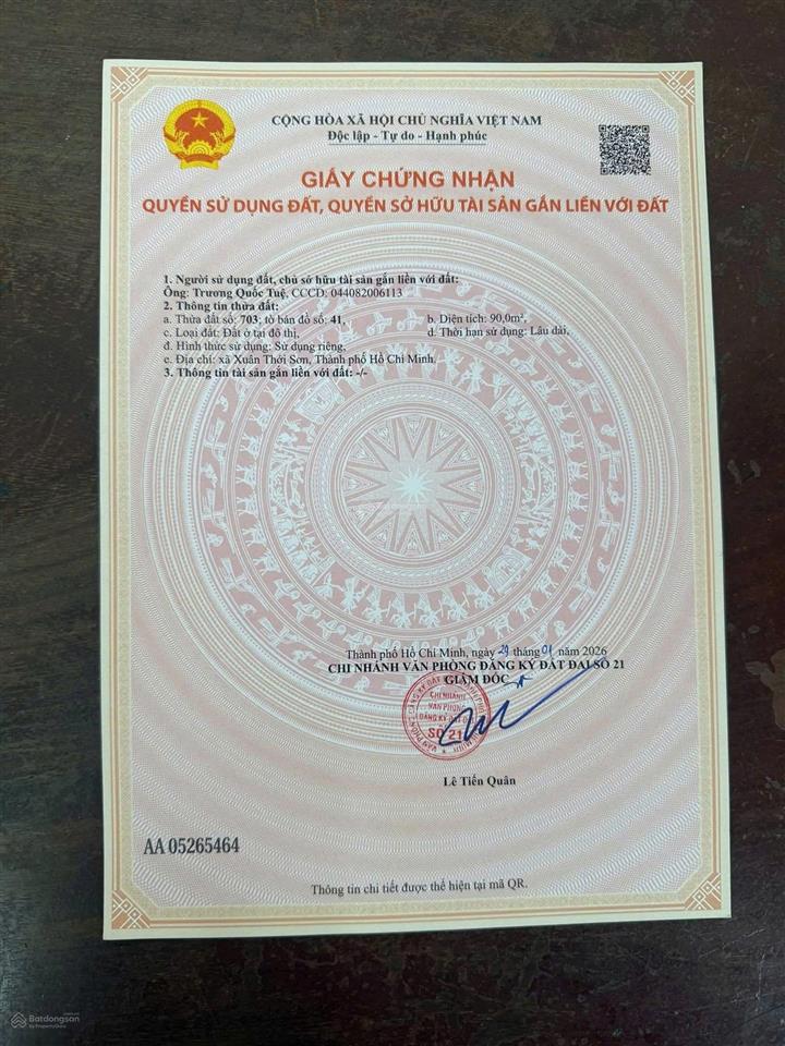 Bán đất đường dương công khi hóc môn, gần vinhomes hóc môn, hxh 5x18m full thổ cư giá 2,45tỷ
