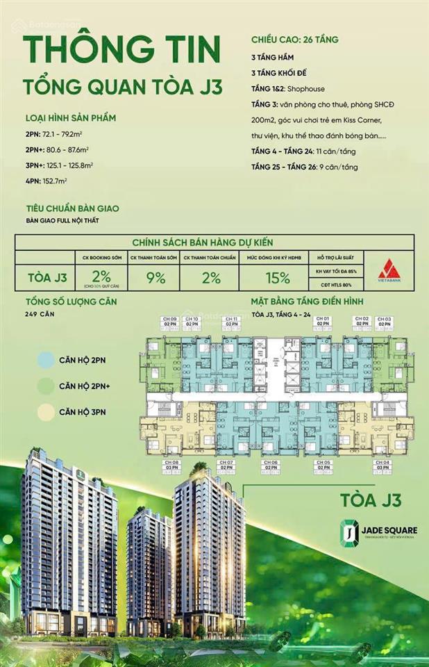 Bán cc 3pn 2wc tại jade square, 86m2, 8,298 tỷ