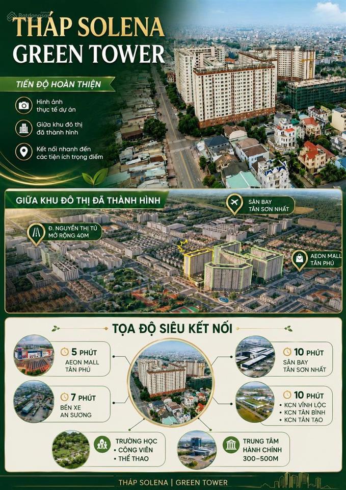 Căn hộ solena green tower bình tân, cách aeon tân phú chỉ 5 phút, ký hđmb chỉ với 300 triệu