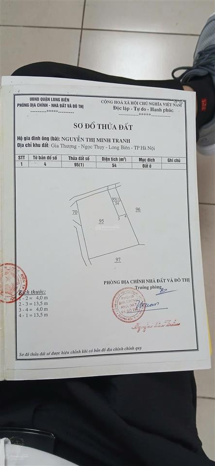 Chính chủ tôi cần tiền bán 54m2 đất ngọc thụy  đối diện trường quốc tế pháp  khu đô thị khai sơn