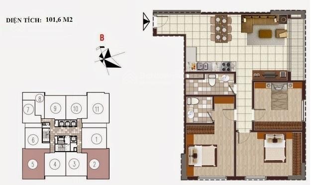 Chính chủ bán căn hộ góc 102m², 3 phòng ngủ, khu đô thị kim văn  kim lũ (golden silk)