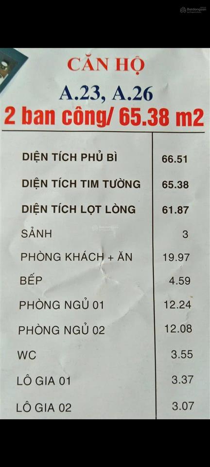 Căn hộ 2pn 66m2  full nội thất  2.7 tỷ