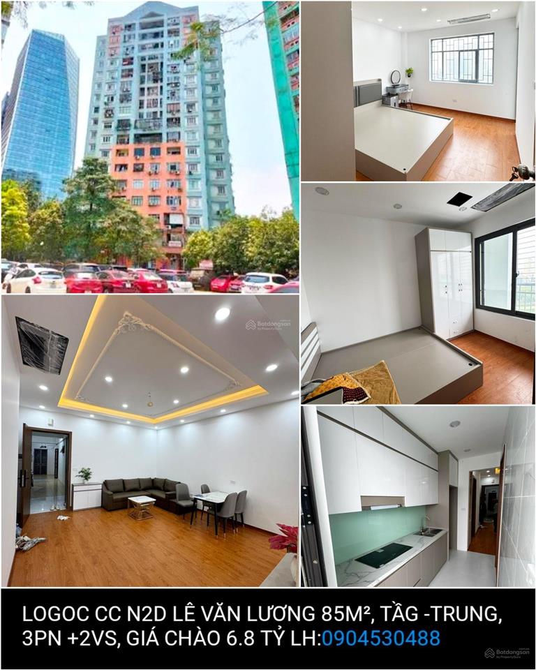 Logoc cc n2d lê văn lương 85m, tầg trung, 3pn +2vs, giá chào 6.8 tỷ 0904 530 ***