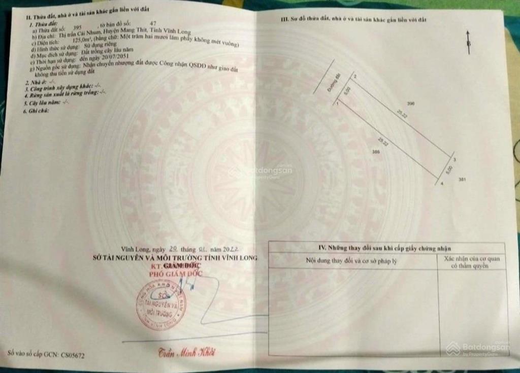 Bán đất xe ba gác vào tới đất, diện tích 125m, chính chủ
