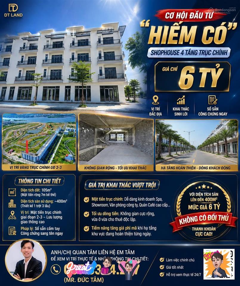Shophouse 4 tầng  trục chính  giá rẻ