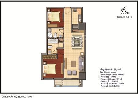 Tôi chính chủ cần bán căn hộ 2pn 2wc tại royal city 72a nguyễn trãi, 86m2, giá 11 tỷ thu về.