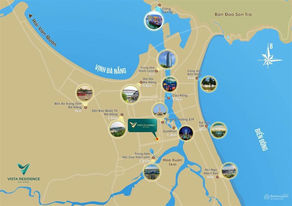 Cho thuê căn hộ vista residence 2pn, căn góc 3 ban công đẳng cấp tại trung tâm đà nẵng