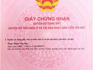 Bán đất đại thành, quốc oai. 552m có 300m thổ cư. khu vực phát triển nhanh. giá nhỉnh 20 tỷ