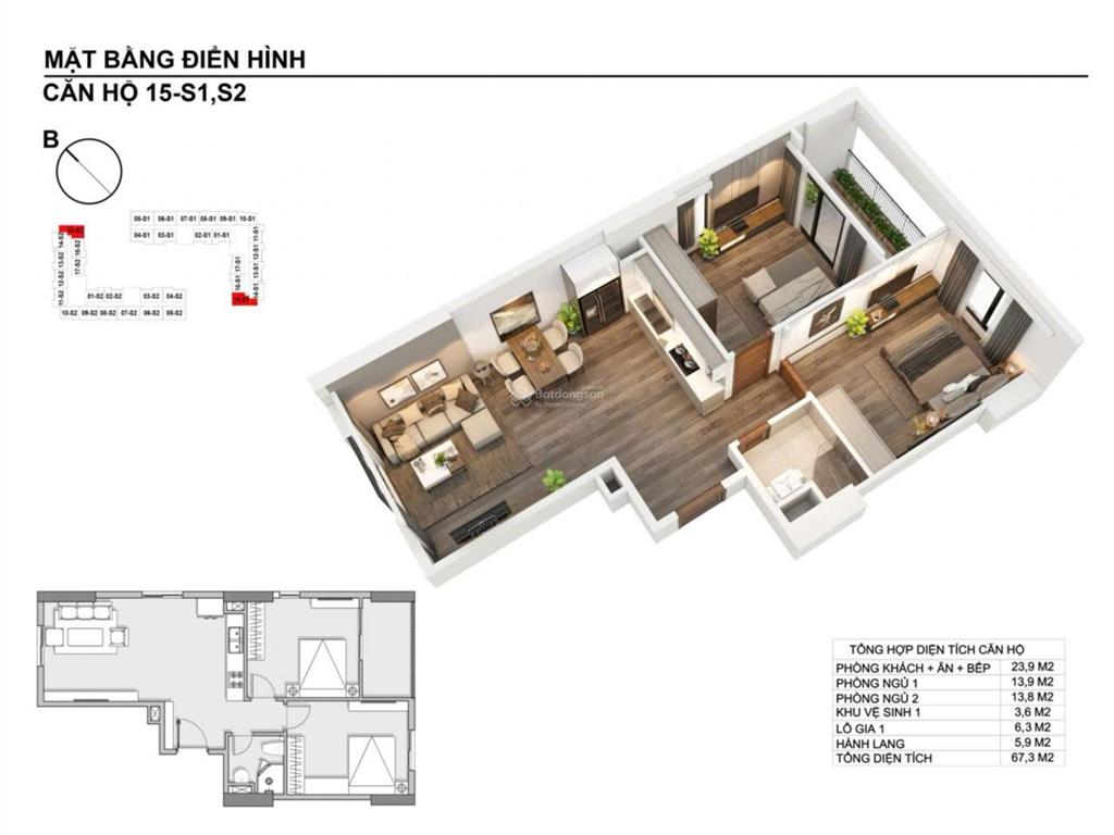 Cần tiền bán gấp căn 2pn 2wc 67,3m2 căn góc view hồ, sổ đỏ chính chủ