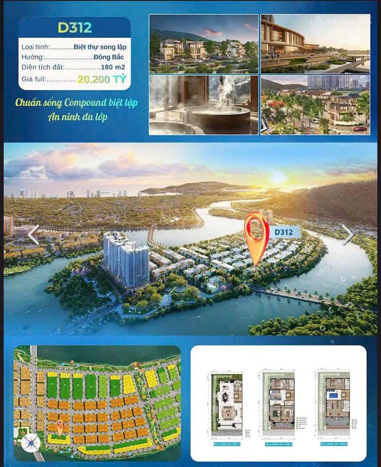 Biệt thự song lập khoáng nóng 180m2 tại charmora city nha trang 3 tầng, giá chỉ 95.5 triệu/m2