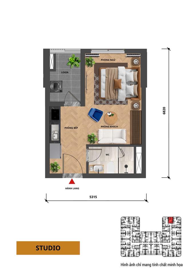 Giỏ nổi bật căn studio chỉ 1 tỷ 650 tại f2  fours tower