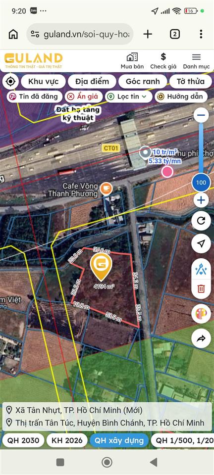 Bán đất 5000m2 tại thị trấn tân túc, 33 tỷ, bình chánh, hồ chí minh