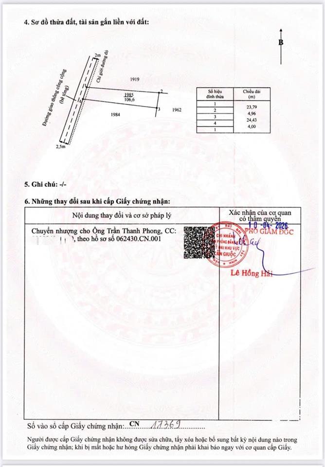 Tôi chính chủ cần bán lô đất diện tích 106m2, sổ hồng riêng giá 600 triệu thuận tiện về sg 30 phút