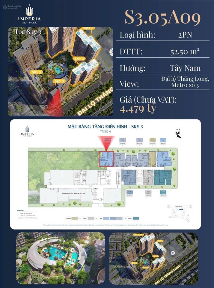 Chiết khấu lên đến 500 triệu cho căn hộ 2pn imperia sky park, view thoáng