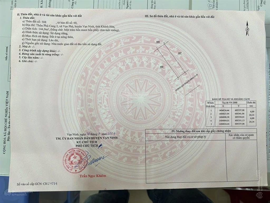 Bán đất phú cang vạn phú vạn ninh khánh hòa