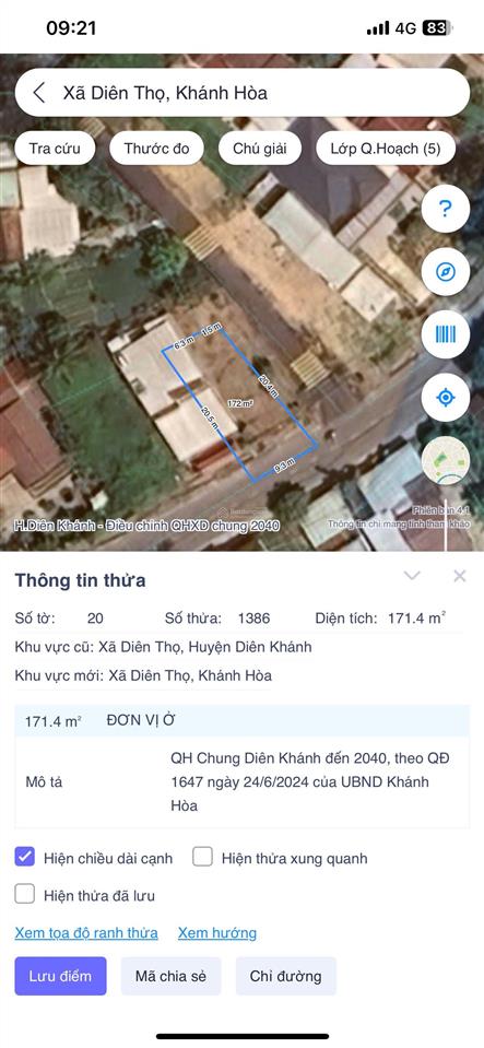 Bán đất đẹp lô góc tại 40a hương lộ 62, diên thọ, diên khánh, 2,25 tỷ, 171m2