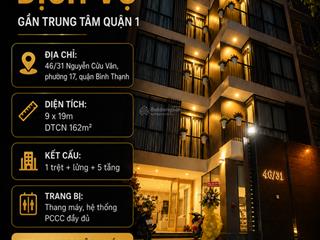 Toà nhà chdv sát quận 1  ngang hiếm 9mx19  hđt 170 triệu  giá 50 tỷ tl